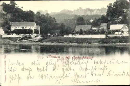 Ak Rathen an der Elbe Sächsische Schweiz, schöne Detailansicht