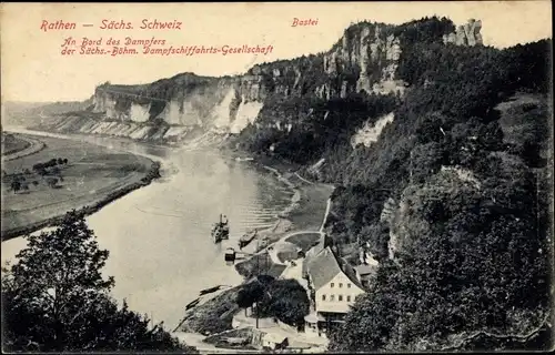 Ak Rathen an der Elbe Sächsische Schweiz, schöne Detailansicht