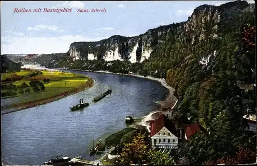 Ak Rathen an der Elbe Sächsische Schweiz, schöne Detailansicht