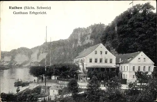 Ak Rathen an der Elbe Sächsische Schweiz, schöne Detailansicht