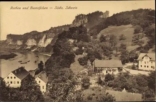 Ak Rathen an der Elbe Sächsische Schweiz, schöne Detailansicht