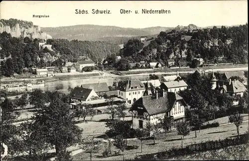 Ak Rathen an der Elbe Sächsische Schweiz, schöne Detailansicht