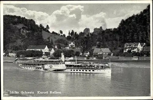 Ak Rathen an der Elbe Sächsische Schweiz, schöne Detailansicht