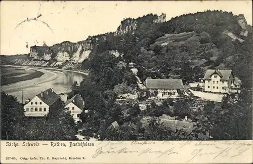 Ak Rathen an der Elbe Sächsische Schweiz, schöne Detailansicht