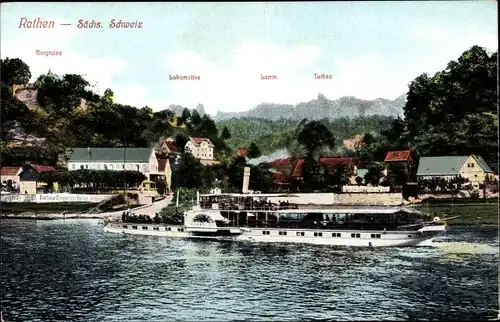 Ak Rathen an der Elbe Sächsische Schweiz, schöne Detailansicht