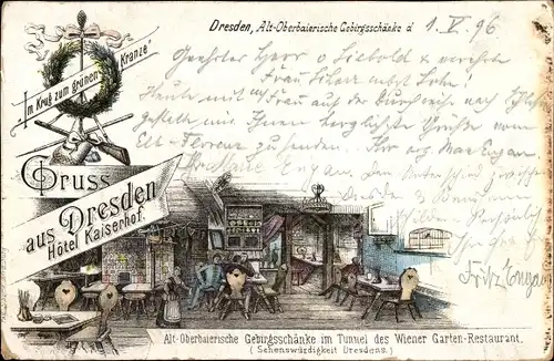 Litho Dresden, Hotel Kaiserhof, Alt Oberbayrische Gebirgsschänke