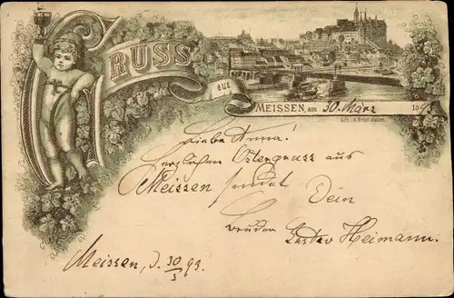 Vorläufer Litho Meißen in Sachsen, Ortschaft, Brücke