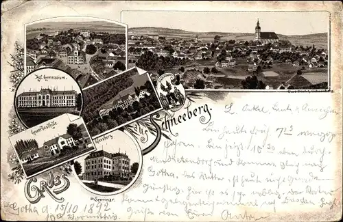 Vorläufer Litho Schneeberg im Erzgebirge, Gymnasium, Gewerbeschule, Gleesberg, Seminar