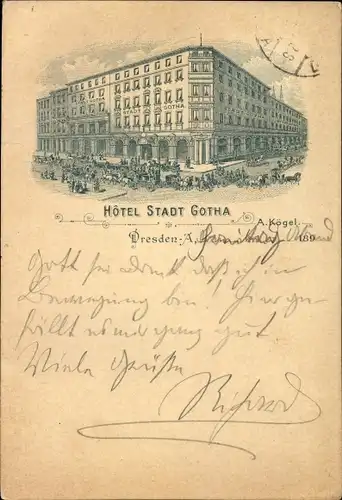 Vorläufer Litho Dresden, Hotel Stadt Gotha, Inh. A. Kögel