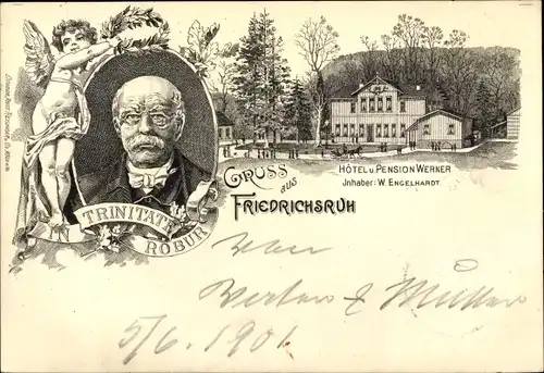 Litho Friedrichsruh Aumühle, Hotel und Pension Werner, Inh. W. Engelhardt, Fürst Otto von Bismarck