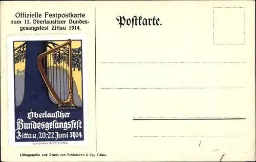 Künstler Ak Langbein, L., Zittau in der Oberlausitz, 13. Oberlausitzer Bundesgesangsfest 1914