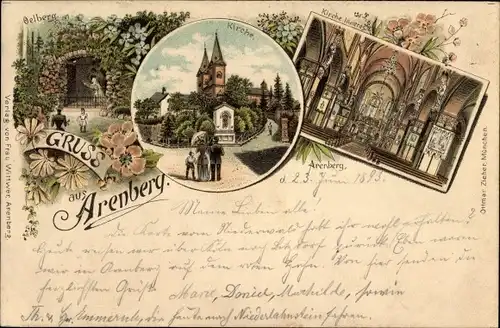 Vorläufer Litho Koblenz in Rheinland Pfalz, Ölberg, Kirche, Innenansicht