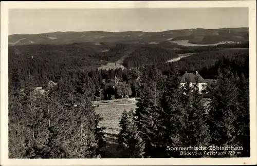 Ak Auerbach im Vogtland Sachsen, Blick vom Karlsturm zum Waldrestaurantl Zöbischhaus