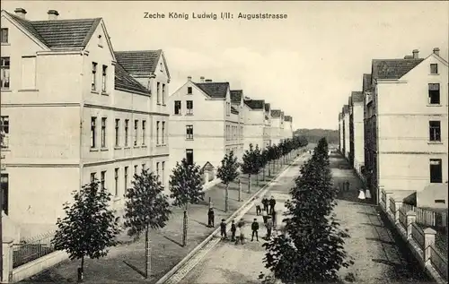 Ak Recklinghausen im Ruhrgebiet, Zeche König Ludwig I/II, Auguststraße, Wohnhäuser