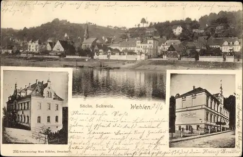 Ak Wehlen an der Elbe Sachsen, Totalansicht, Gebäude