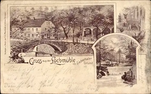 Litho Lohmen im Elbsandsteingebirge, Lochmühle, Liebethaler Grund