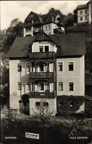 Ak Kurort Rathen im Elbsandsteingebirge, Villa Daheim