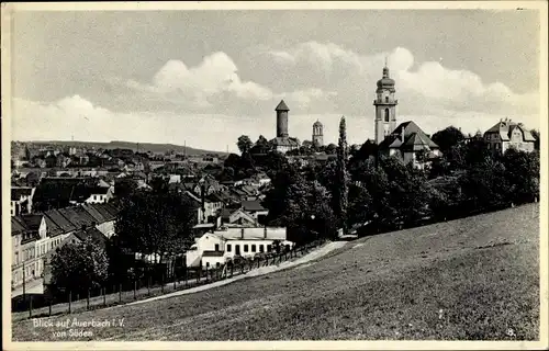 Ak Auerbach im Vogtland, Stadtpanorama von Süden, Blick über die Dächer der Stadt