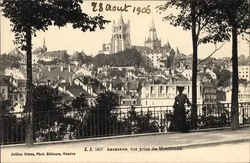 Ak Lausanne Kt. Waadt Schweiz, Stadtpanorama, Blick über die Dächer der Stadt