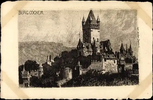 Ak Cochem im Landkreis Cochem Zell Rheinland Pfalz, Blick auf die Burg
