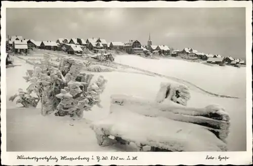 Ak Masserberg im Thüringer Schiefergebirge, Blick auf den Ort mit Umgebung im Winter