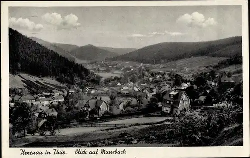 Ak Manebach Ilmenau im Ilm Kreis Thüringen, Blick auf den Ort mit Umgebung