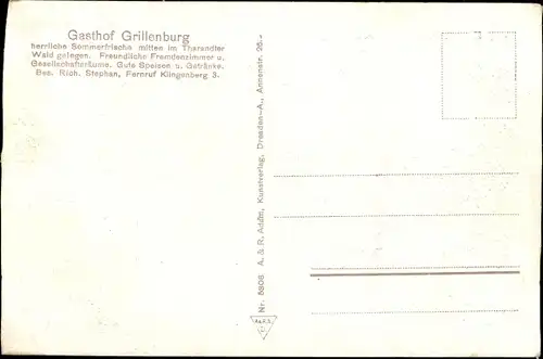 Ak Grillenburg Tharandt im Erzgebirge, Sommerfrische, Uferpartie mit Blick zum Jagdschloss