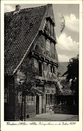 Ak Verden an der Aller, Altes Bürgerhaus, erbaut 1577, Fachwerkhaus, Strukturstraße 7