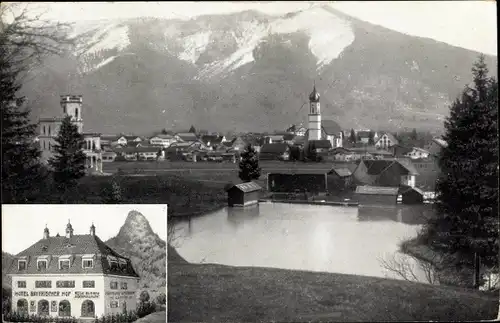 Ak Oberammergau in Oberbayern, Hotel und Gasthof Bayerischer Hof, Panorama vom Ort