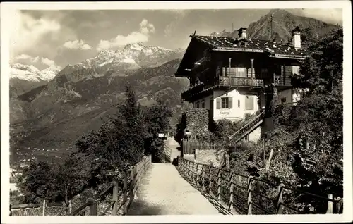 Ak Merano Meran Südtirol, Passeggiata Tappeiner col gruppo di Tessa, Haus Saxifraga