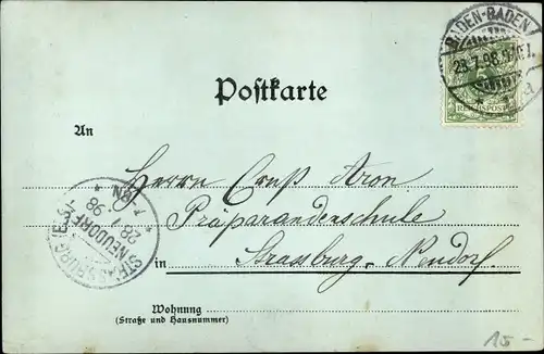 Mondschein Litho Appenweier im Ortenaukreis, Bahnhof, Villa Siebert, Rathaus