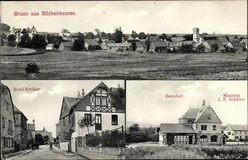 Ak Büchenbeuren Rheinland Pfalz, Ortschaft, Hotel Schüler, Bahnhof, Magazin J.F. Schüler