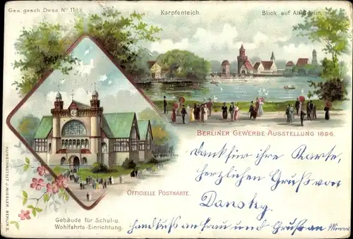 Litho Berlin Treptow, Gewerbeausstellung 1896, Schul- und Wohlfahrtseinrichtung