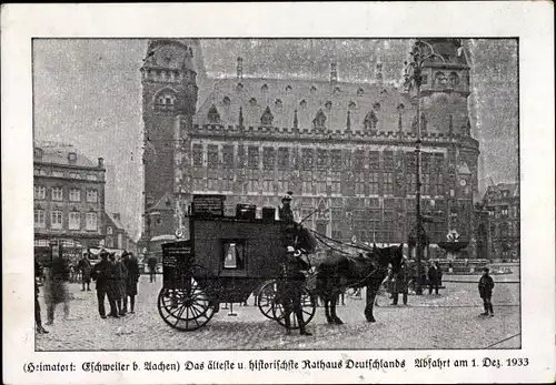 Ak Aachen NRW, Das älteste und historischste Rathaus Deutschlands, Postreise am 1. Dez 1933