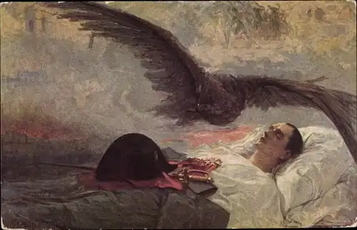 Künstler Ak Farré, H., Dernière vision, Napoleon auf dem Totenbett, Adler
