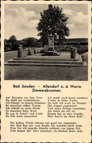 Lied Ak Müller, W., Bad Sooden Allendorf in Hessen, Am Brunnen vor dem Tore, Zimmersbrunnen