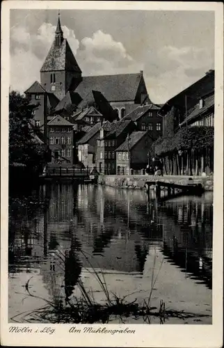 Ak Mölln in Schleswig Holstein, Wasserpartie am Mühlengraben