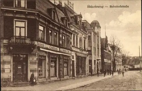 Ak Süderbrarup Schleswig Holstein, Blick in die Bahnhofstraße, Bäckerei, Konditorei, Germania Bazar