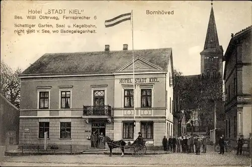 Ak Bornhöved in Schleswig Holstein, Hotel Stadt Kiel, Bes. Willi Oberweg, Kirche