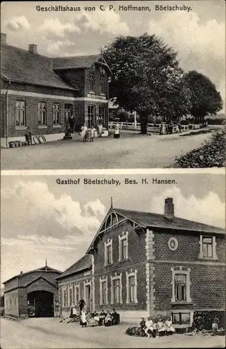 Ak Böelschuby Böel in Schleswig Holstein, Geschäftshaus von C. P. Hoffmann, Gasthof von H. Hansen