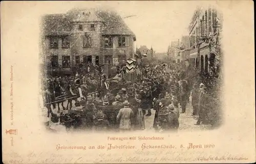 Ak Eckernförde in Schleswig Holstein, Jubelfeier vom 05. April 1899, Festwagen mit Süderschanze