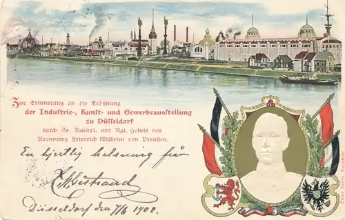 Präge Ak Düsseldorf am Rhein, Industrie-, Kunst- und Gewerbeausstellung 1902, Kronprinz Wilhelm