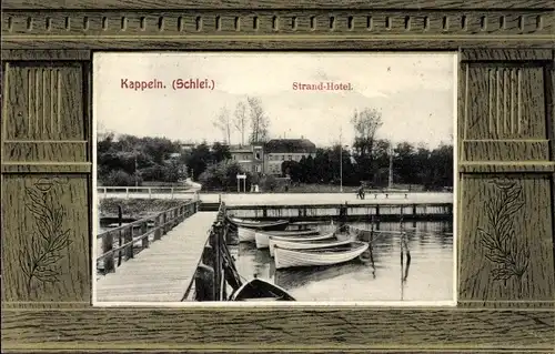 Passepartout Ak Kappeln an der Schlei, Blick zum Strand Hotel, Ruderboote