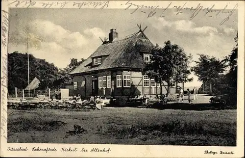 Ak Kiekut Altenhof in Schleswig Holstein, Gaststätte, Reetdachhaus