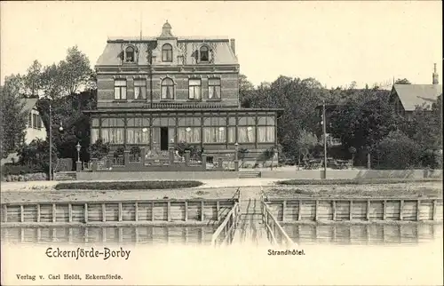 Ak Borby Eckernförde in Schleswig Holstein, Blick zum Strandhotel