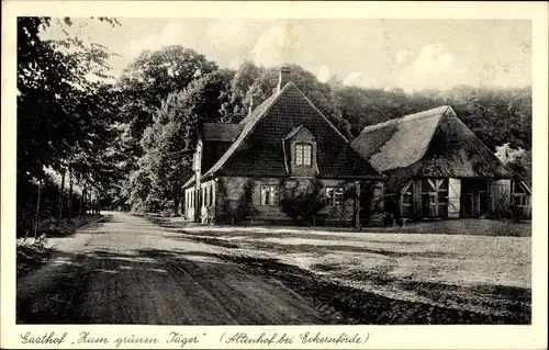 Ak Altenhof in Schleswig Holstein, Gasthof zum grünen Jäger, Außenansicht von der Straße