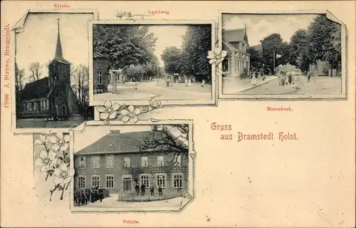 Ak Bad Bramstedt in Schleswig Holstein, Kirche, Landweg, Maienbeck, Schule