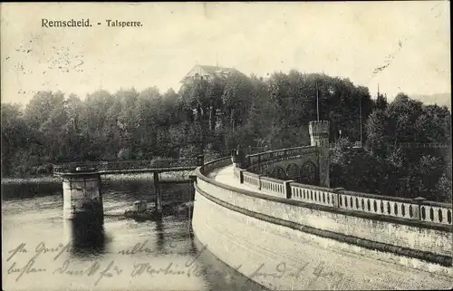 Ak Remscheid im Bergischen Land, Partie an der Talsperre, Staumauer