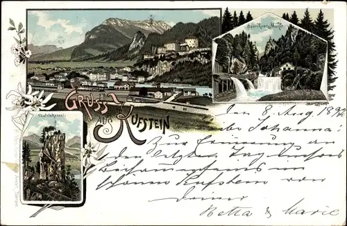 Litho Kufstein in Tirol, Gesamtansicht, Sparchner Mühle, Teufelskanzel