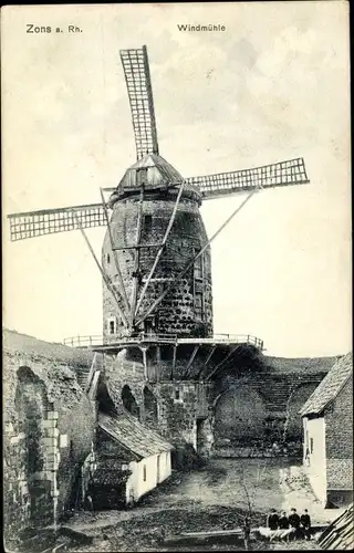 Ak Zons Dormagen Niederrhein, Ansicht von der Windmühle